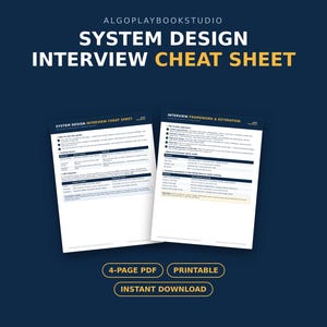System Design Interview Cheat Sheet | Scalability, Databases, Caching & Framework | Digital Download PDF