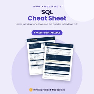 SQL-Spickzettel | Joins, Fensterfunktionen & Interviewmuster (PDF)