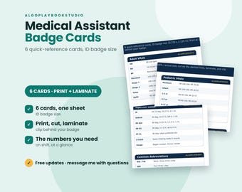 Medical Assistant Badge Reel Cards | Quick Reference Cheat Sheet (Digital Download)