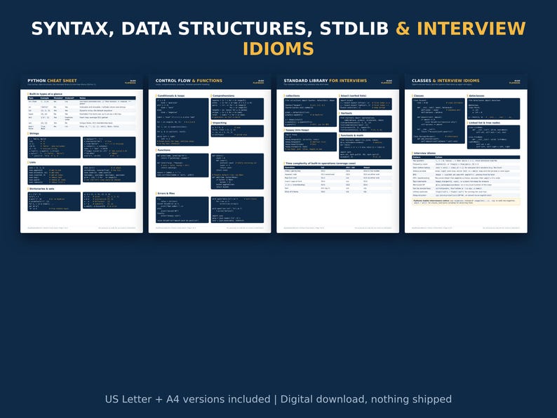 Python Cheat Sheet for Coding Interviews | 4-Page Printable PDF image 2