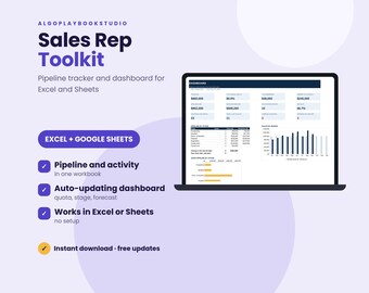 Sales Rep Toolkit | Pipeline Tracker, Territory Planner & Commission Calculator | Excel
