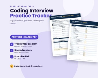 Coding Interview Practice Tracker | 75 Problems by Pattern (PDF)