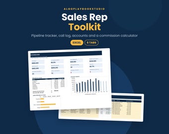 Sales Rep Toolkit | Pipeline Tracker, Territory Planner & Commission Calculator | Excel