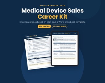 Medical Device Sales Career Kit | Interview Prep, Brag Book Template & 30-60-90 Plan
