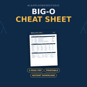 Foglio riassuntivo sulla notazione Big-O in PDF / Algoritmi, strutture dati, preparazione al colloquio di programmazione (stampabile)