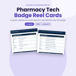 Pharmacy Tech Badge Reel Cards | Quick Reference Cheat Sheet (Digital Download)