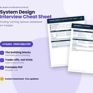 System Design Interview Cheat Sheet | 4-Page Printable PDF