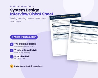System Design Interview Cheat Sheet | 4-Page Printable PDF