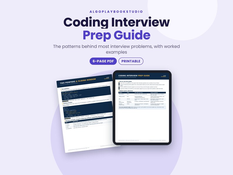 Coding Interview Prep Guide | Data Structures & Algorithms Patterns (PDF) image 1