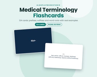 Medical Terminology Flashcards | 124 Cards: Prefixes, Suffixes & Roots (PDF)