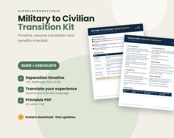 Kit de transición de la vida militar a la civil / Currículum, cronograma y lista de verificación de beneficios para veteranos (PDF)