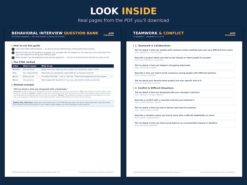 Behavioral Interview Questions | 50 Questions + STAR Method Guide (PDF ...