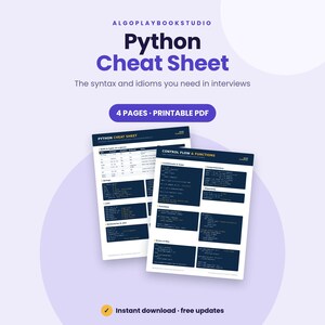 Python Cheat Sheet for Coding Interviews | 4-Page Printable PDF