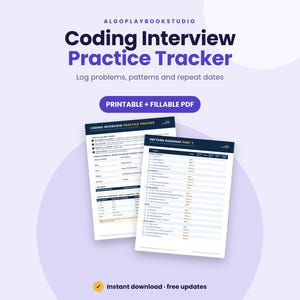 Coding Interview Practice Tracker | 75 Problems by Pattern (PDF)