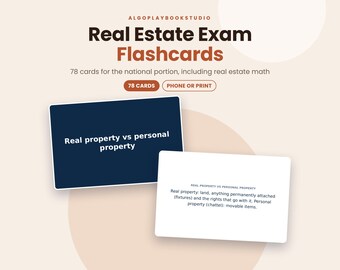 Real Estate Exam Flashcards | 78 Cards, National Portion + Math | License Study Guide (PDF)