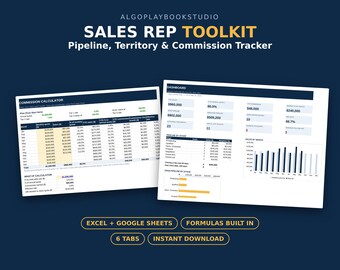 Sales Rep Toolkit | Pipeline Tracker, Territory Planner & Commission Calculator | Excel