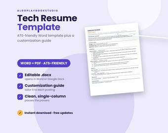 Tech Resume Template | ATS-Friendly Software Engineer Resume (Word)