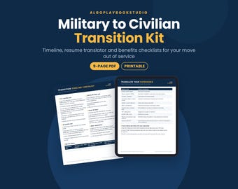 Military to Civilian Transition Kit | Veteran Resume, Timeline & Benefits Checklist (PDF)