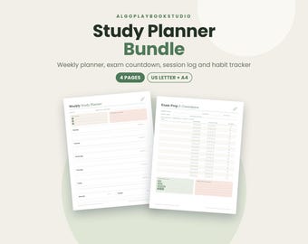Study Planner Bundle | Weekly, Exam Prep, Log, Habit Tracker (PDF)