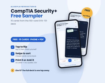 CompTIA Security+ Flashcards Sampler (15 Cards) | Interactive App + PDF (SY0-701)