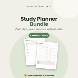 Study Planner Bundle | Weekly, Exam Prep, Log, Habit Tracker (PDF)