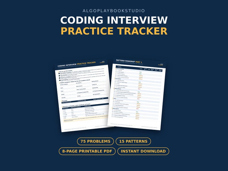 Coding Interview Practice Tracker | 75 Problems by Pattern (PDF) image 1