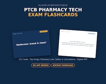 PTCB Exam Flashcards | Pharmacy Technician Study Guide | 122 Cards (PDF)