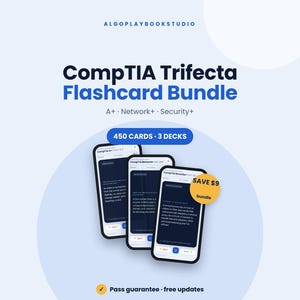 CompTIA Trifecta Flashcard Bundle | A+, Network+ & Security+ | 450 Cards | PDF + Interactive + Anki | 2026