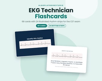 EKG Technician Flashcards | 68 Cards with Rhythm Strips | CET Exam Study Guide (PDF)