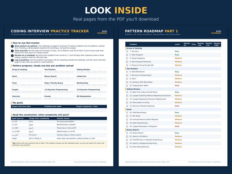 Coding Interview Practice Tracker | 75 Problems by Pattern (PDF) image 5