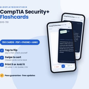 CompTIA Security+ Flashcards (SY0-701) | 150 digitale studiekaarten | PDF + interactief + Anki | Bijgewerkt in 2026