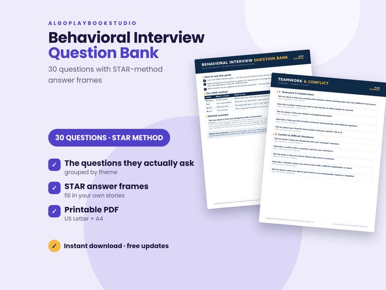 Behavioral Interview Questions | 50 Questions + STAR Method Guide (PDF ...