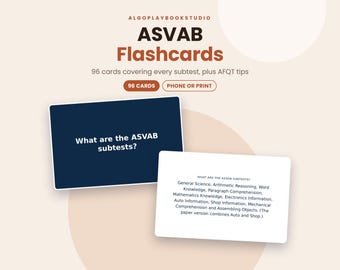ASVAB Flashcards | 96 Cards, Every Subtest + AFQT Tips | Military Study Guide (PDF)