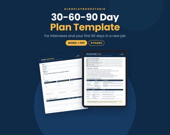 30-60-90 Day Plan Template | New Job & Interview Plan | Word + PDF