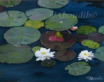 Water lily painting | Etsy