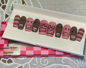 Y2K Monster Press On Nails | Hand-Painted Kawaii Emo Set (10 Pcs)