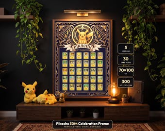 Pikachu 30e jubileumkaartlijst | Art Nouveau-stijl | 70 x 100 cm printbare Pokémon-kaartlijst (digitale download)