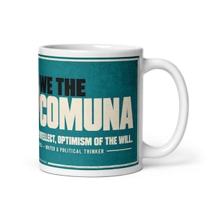 Antonio Gramsci-mugg – 340 g keramisk kaffekopp, politisk filosofigåva (vintage turkos design)