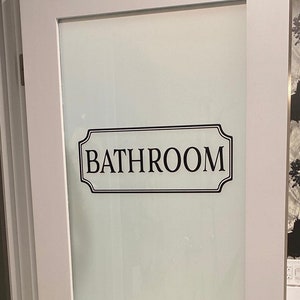 Badezimmer Vinyl Aufkleber, Waschraum Vinyl Aufkleber, Glas Türaufkleber, Vinyl Schriftzug, Rechteck Rand Fame Schild, Wandsticker HH2065