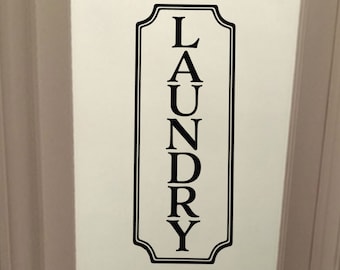 Laundry Vinyl Decal, laundry room decal, Glass  Door Decal, vinyl lettering, Rectangle Border Frame sign, wall sticker, vinyl decal HH2156