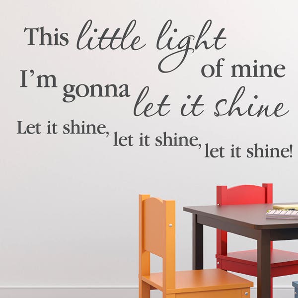 This little light of mine, I'm gonna let it shine -Nursery sunshine, song, bible verse light wall decal Child Vinyl, RE3109