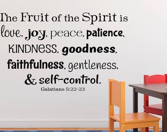 Galatians 5:22, The Fruit of the Spirit, love, joy, peace, Bible Verse, Wall vinyl, wall decal, youth room, Sunday School, GAL5V22-0005