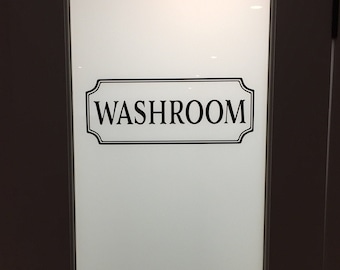 Washroom Vinyl Decal, Bathroom Vinyl Decal,  Glass Door Decal, vinyl lettering, Rectangle Border Fame sign, Wall sticker HH2063