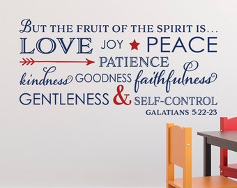 Galatians 5:22 Fruit of the Spirit love joy peace patience kindness gentleness faithfulness self control Bible Scripture Decal GAL5V22-0007