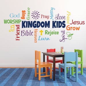 Word collage, KINGDOM KIDS, Sunday School, Church Nursery, Fellowship hall, Inspirational, Wall Vinyl, Wall Words, Vinyl Sticker RE3142
