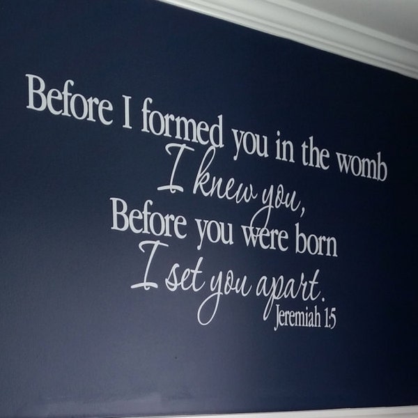 Jeremiah 1:5 Before I formed you in the womb I knew you Vinyl Wall Words Scripture Bible Nursery Verse JER1V5-0004