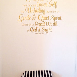 1 Peter 3:3-4 Great worth in God's sight Teen Girl Scripture wall decal Bible Verse Wall Vinyl 1PET3V3-0001 image 4
