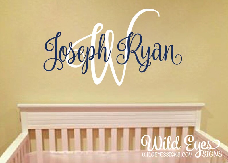 Monogram Wall Decal Nursery Name Initial and Name Monogram Etsy Canada