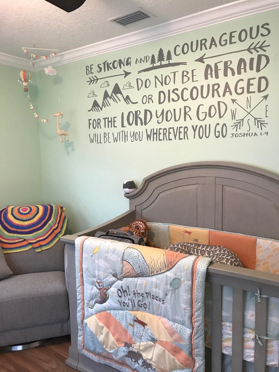 Explorer Nursery mountains,Vinyl wall decal Nursery seek adventure and truthJoshua 1:9 brave JOS1V9-0015 arrows Be strong and courageous