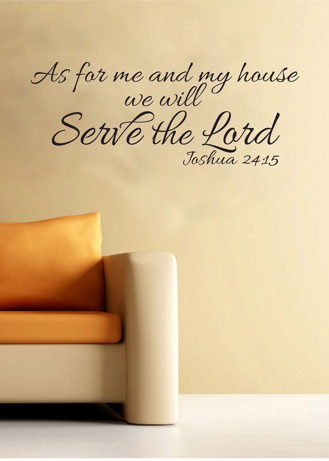 Religious Wall Decal - 'As For Me And My Household We Will Serve Jehovah' Joshua 24:15 Vinyl Quote